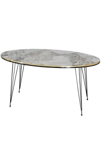 Orta Sehpa Elips Siyah Tel Ayak Çift Altın Efes