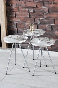 Orta Sehpa Gümüş  Elips Siyah Metal Ayak