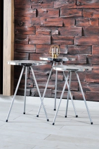 Orta Sehpa Gümüş  Elips Siyah Metal Ayak