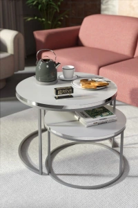 Orta Sehpa Ikili Lüx Specıal Gümüş Beyaz