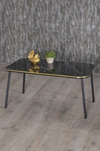 Orta Sehpa Kr Siyah Metal Ayak Çift Altın Bendir