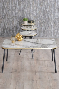 Orta Sehpa Kr Siyah Metal Ayak Çift Altın Bendir