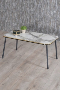 Orta Sehpa Kr Siyah Metal Ayak Çift Altın Bendir