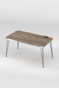 Orta Sehpa Kr Siyah Tel Ayak Gümüş Ceviz