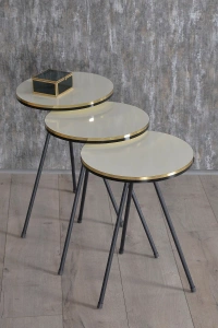 Orta Sehpa Krem Kr Metal Ayak Gold