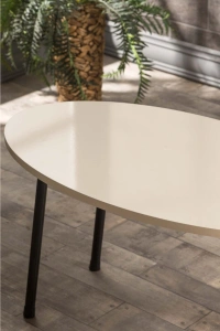 Orta Sehpa Metal Ayak Elips Krem