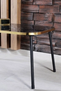 Orta Sehpa Siyah Metal Ayak Kr Altın Bendir