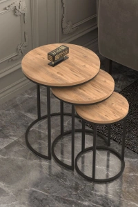 Orta Sehpa Tekli Ve 3Lü C Zigon Sehpa Kombin Set Ceviz