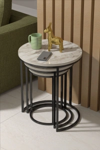 Orta Sehpa Tekli Ve 3Lü C Zigon Sehpa Kombin Set Efes