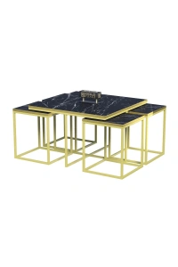 Orta Sehpa Ve Zigon Sehpa 5li Lüx Set Altın Bendir