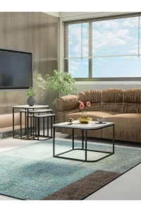 Orta Sehpa Ve Zigon Sehpa Damla Beyaz