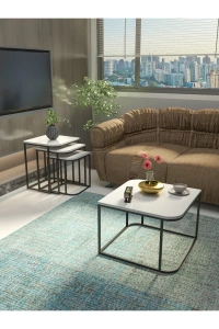 Orta Sehpa Ve Zigon Sehpa Damla Beyaz