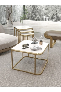 Orta Sehpa Ve Zigon Sehpa Damla Gold Beyaz