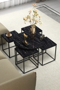 Orta Sehpa Ve Zigon Sehpa Oval Lüx 5Li Set Bendir