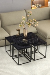 Orta Sehpa Ve Zigon Sehpa Oval Lüx 5Li Set Bendir