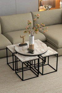 Orta Sehpa Ve Zigon Sehpa Oval Lüx 5Li Set Efes