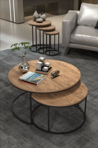 ORTA SEHPA VE ZİGON SEHPA SET İKİLİ LÜX C ZİGON CEVİZ