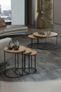 ORTA SEHPA VE ZİGON SEHPA SET İKİLİ LÜX C ZİGON CEVİZ