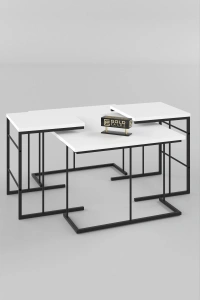 ORTA SEHPA VE ZİGON SEHPA SOLO SET BEYAZ