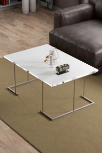 ORTA SEHPA VE ZİGON SEHPA SOLO SET GÜMÜŞ BEYAZ