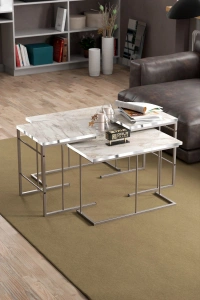 ORTA SEHPA VE ZİGON SEHPA SOLO SET GÜMÜŞ EFES