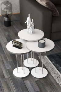 ORTA SEHPA VE ZİGON SEHPA TERRA GÜMÜŞ BEYAZ