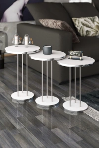 ORTA SEHPA VE ZİGON SEHPA TERRA GÜMÜŞ BEYAZ