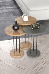 ORTA SEHPA VE ZİGON SEHPA TERRA SET ANTRASİT CEVİZ