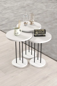 ORTA SEHPA VE ZİGON SEHPA TERRA SET BEYAZ