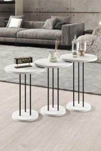 ORTA SEHPA VE ZİGON SEHPA TERRA SET BEYAZ