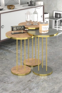 ORTA SEHPA VE ZİGON SEHPA TERRA SET GOLD ANTRASİT CEVİZ