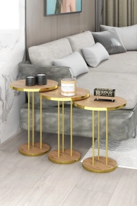 ORTA SEHPA VE ZİGON SEHPA TERRA SET GOLD CEVİZ