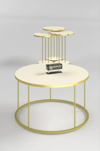 ORTA SEHPA VE ZİGON SEHPA TERRA SET GOLD KREM