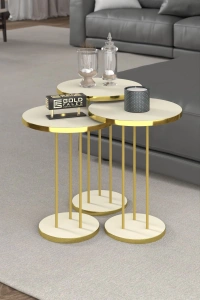 ORTA SEHPA VE ZİGON SEHPA TERRA SET GOLD KREM