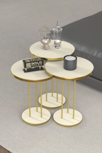 ORTA SEHPA VE ZİGON SEHPA TERRA SET GOLD KREM