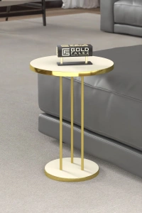 ORTA SEHPA VE ZİGON SEHPA TERRA SET GOLD KREM