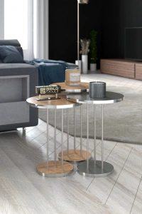 ORTA SEHPA VE ZİGON SEHPA TERRA SET GÜMÜŞ ANTRASİT CEVİZ