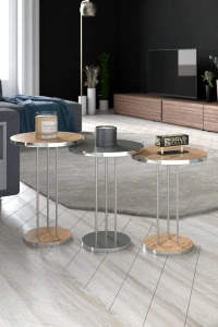 ORTA SEHPA VE ZİGON SEHPA TERRA SET GÜMÜŞ ANTRASİT CEVİZ