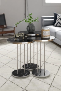 ORTA SEHPA VE ZİGON SEHPA TERRA SET GÜMÜŞ BENDİR