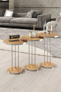 ORTA SEHPA VE ZİGON SEHPA TERRA SET GÜMÜŞ CEVİZ