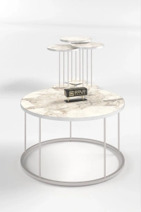 ORTA SEHPA VE ZİGON SEHPA TERRA SET GÜMÜŞ EFES