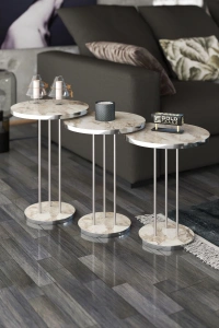 ORTA SEHPA VE ZİGON SEHPA TERRA SET GÜMÜŞ EFES