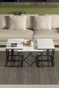 Orta Sehpa Ve Zigon Sehpa V Lüx 5Li Set Beyaz