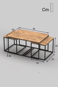 Orta Sehpa Ve Zigon Yan Sehpa Flora Set Atlantik Çam