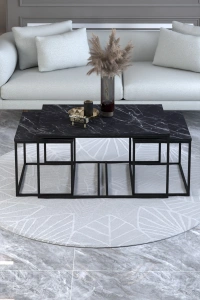 Orta Sehpa Ve Zigon Yan Sehpa Flora Set Bendir