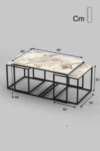 Orta Sehpa Ve Zigon Yan Sehpa Flora Set Efes