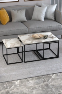 Orta Sehpa Ve Zigon Yan Sehpa Flora Set Efes