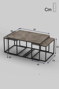 Orta Sehpa Ve Zigon Yan Sehpa Flora Set Gordion
