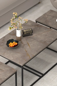 Orta Sehpa Ve Zigon Yan Sehpa Flora Set Gordion