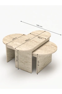 Orta Sehpa Yan Sehpa 2Li Setro Traverten